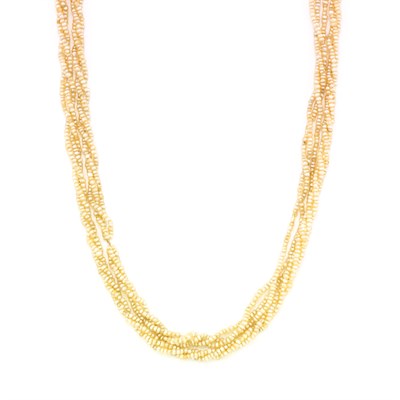 Lot 64 - Long Antique Triple Strand Seed Pearl Necklace