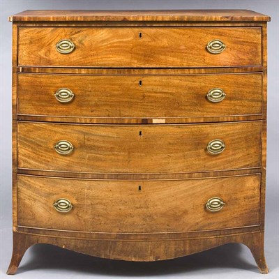 Lot 1421 - George III Bow Front Mahogany Chest of Drawers...