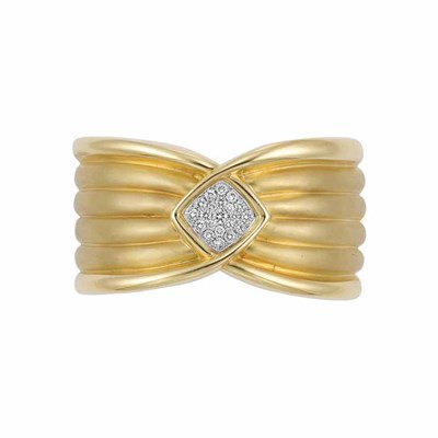 Lot 262 - Gold and Diamond Cuff Bangle Bracelet