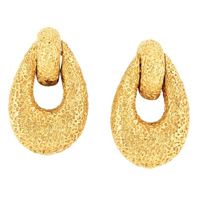 Lot 29 - Pair of Gold Door Knocker Earrings