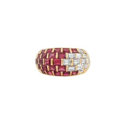 Lot 28 - Gold, Diamond and Ruby Bombe Ring