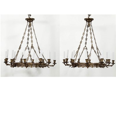 Lot 1414 - Pair of Neoclassical Style Patinated-Metal...
