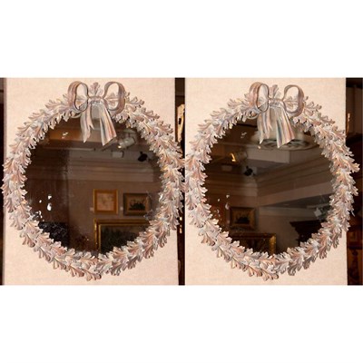 Lot 269 - Pair of Metal Leaf Decorated Mirrors Diameter...