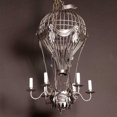 Lot 470 - Painted Metal Hot Air Balloon Form Six-Light...