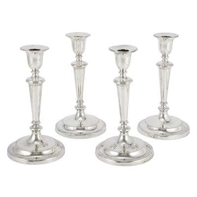 Lot 1317 - Set of Four English Silver Candlesticks Height...