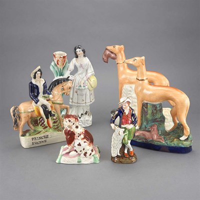 Lot 204 - Group of Staffordshire Pottery Figures and...