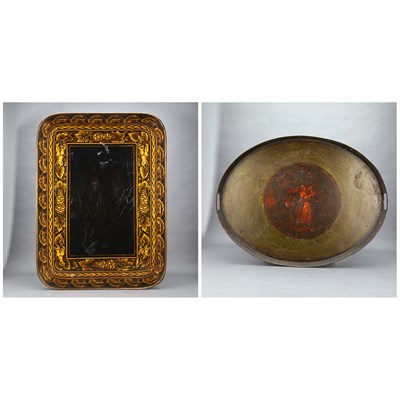 Lot 1448 - Victorian Tole Tray; Together with a Victorian...