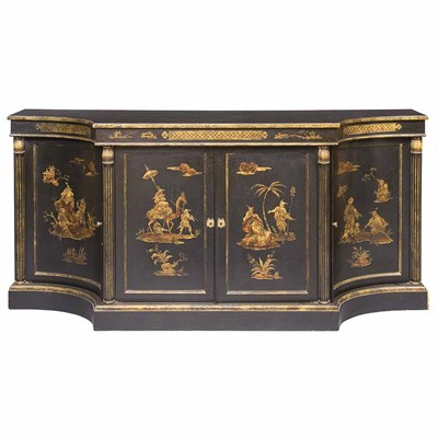 Lot 1200 - Regency Style Chinoiserie Decorated Black...