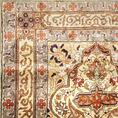 Lot 449 - Kayseri Silk and Metallic Thread Prayer Rug...