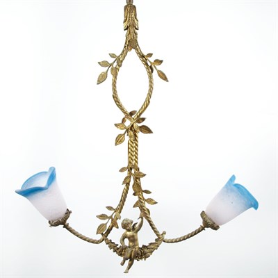 Lot 531 - Louis XVI Style Gilt-Metal Two-Light...