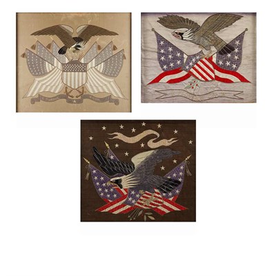 Lot 249 - Three Sailor's Souvenir Embroidered Pictures...