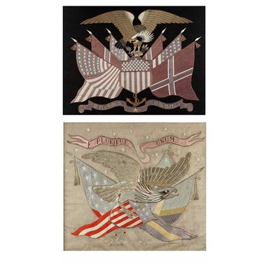 Lot 125 - Two Sailor's Souvenir Embroidered Pictures...