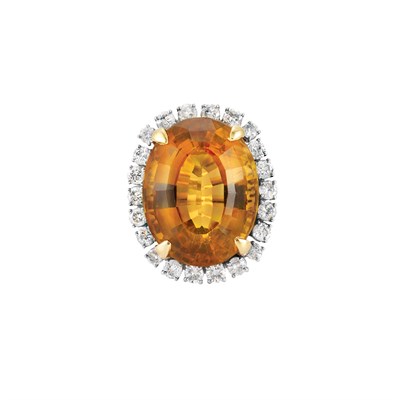 Lot 18 - Gold, Citrine and Diamond Ring