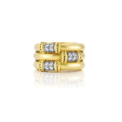Lot 23 - Wide Gold and Diamond Band Ring