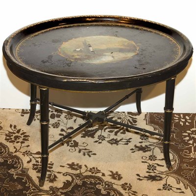 Lot 441 - Victorian Papier Mache Tray On a later stand....