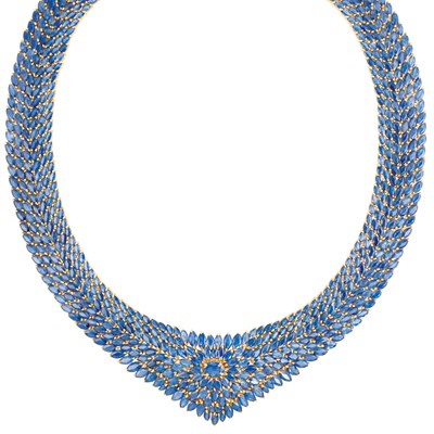 Lot 184 - Gold and Sapphire Necklace