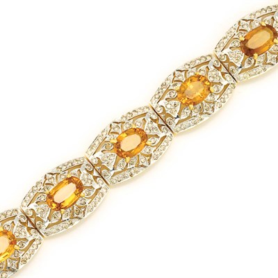 Lot 167 - Two-Color Gold, Citrine and Diamond Bracelet