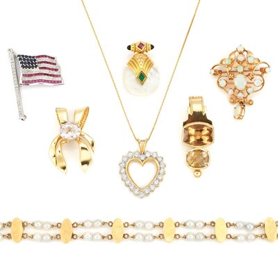 Lot 847 - Group of Gold, Diamond and Gem-Set Jewelry