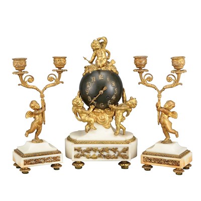 Lot 1434 - Louis XV Style Gilt-Metal and Alabaster...