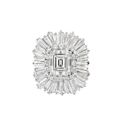 Lot 388 - Platinum and Diamond Ballerina Ring