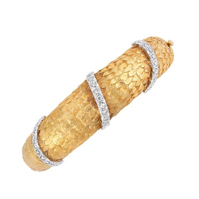 Lot 32 - Gold and Diamond Bangle Bracelet