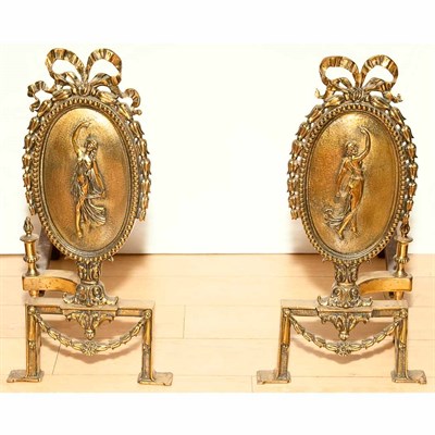 Lot 415 - Pair of Louis XVI Style Gilt-Bronze Andirons...