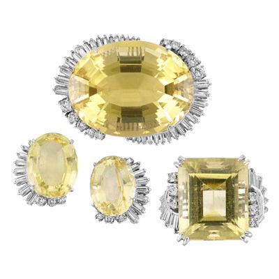 Lot 217 - Group of Citrine and Diamond Jewelry