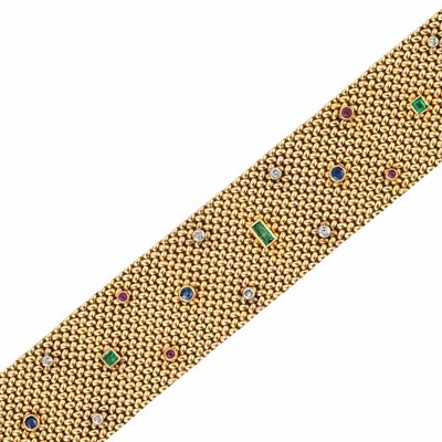 Lot 117 - Gold, Gem-Set and Diamond Bracelet