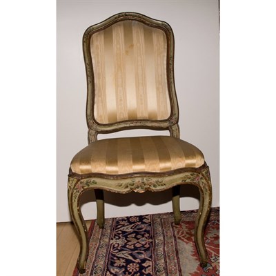 Lot 424 - Pair of Italian Rococo Style Painted Chairs