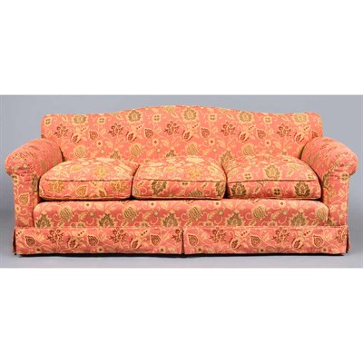 Lot 1443 - Upholstered Three-Seat Sofa Length 6 feet 6...