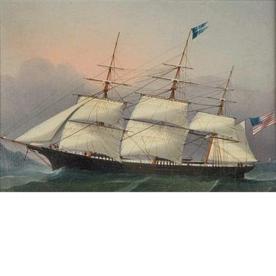 Lot 12 - Chinese School 19th Century Ship in Choppy...