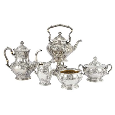 Lot 1311 - Gorham Sterling Silver Five-Piece Tea and...