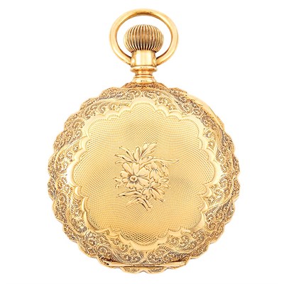 Lot 174 - Gold Hunting Case Pocket Watch with Gold-Filled Rope-Twist and Diamond Chain