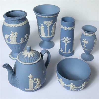 Lot 546 - Group of Fifteen Light Blue Wedgwood...