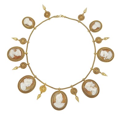 Lot 131 - Gold and Shell Cameo Necklace
