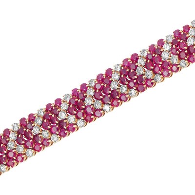Lot 185 - Gold, Diamond and Ruby Bracelet