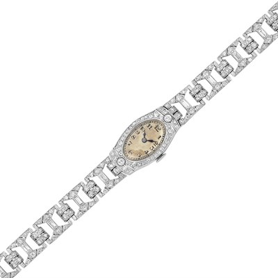 Lot 59 - Art Deco Platinum and Diamond Wristwatch