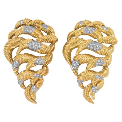 Lot 278 - Pair of Gold and Diamond Clip-Brooches