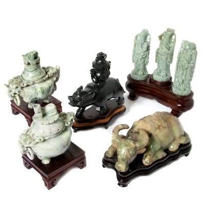 Lot 550 - Group of Five Chinese Hardstone Articles...