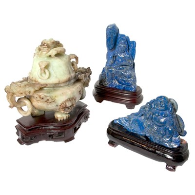 Lot 551 - Two Chinese Lapis Figures Height of taller 8...