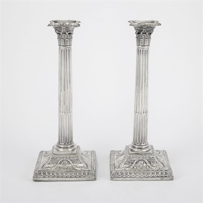 Lot 1363 - Pair of George III Silver Columnar...