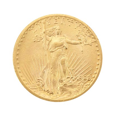 Lot 393 - United States, $20 1908 St. Gaudens Choice...