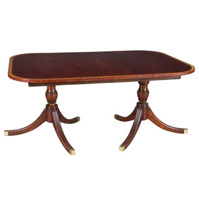 Lot 1257 - Regency Style Banded Mahogany Double-Pedestal...