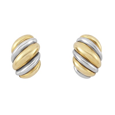 Lot 204 - Pair of Two-Color Gold Earclips, Tiffany & Co.