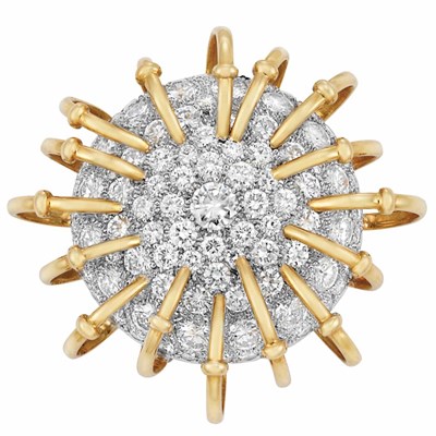 Lot 411 - Two-Color Gold and Diamond Clip-Brooch, Tiffany & Co., Schlumberger