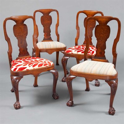 Lot 258 - Set of Four Queen Ann Style Mahogany Dining...