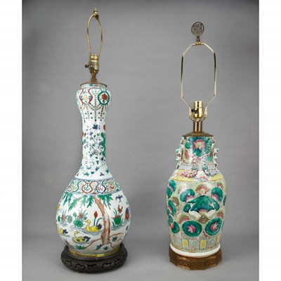 Lot 1444 - Chinese Famille Verte Porcelain Bottle Vase...