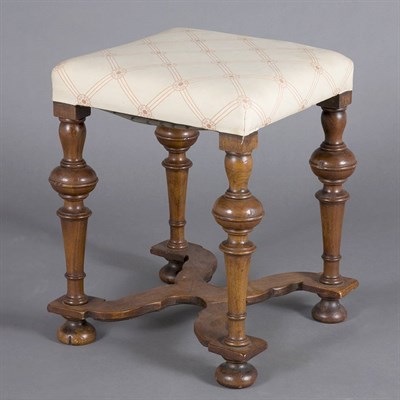 Lot 1449 - William and Mary Style Oak Stool