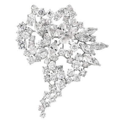 Lot 396 - Platinum and Diamond Clip-Brooch