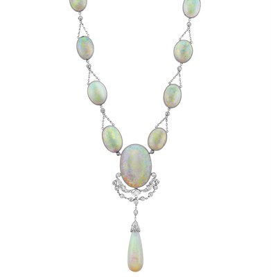 Lot 71 - Platinum, Opal and Diamond Necklace